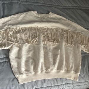 Clare V Cream Fringe Sweater